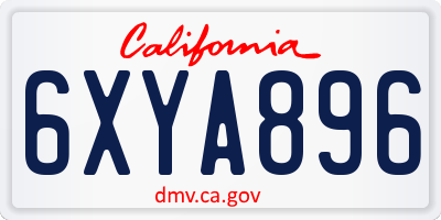 CA license plate 6XYA896