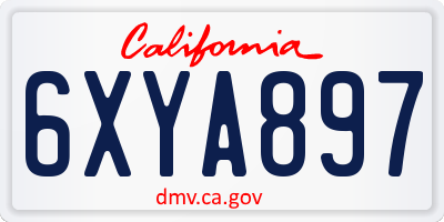 CA license plate 6XYA897