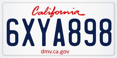 CA license plate 6XYA898