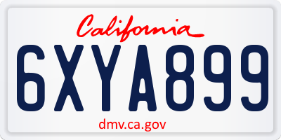 CA license plate 6XYA899