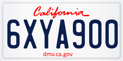 CA license plate 6XYA900