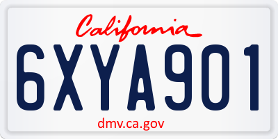 CA license plate 6XYA901