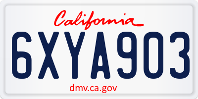 CA license plate 6XYA903