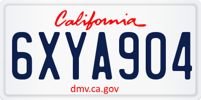 CA license plate 6XYA904