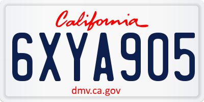 CA license plate 6XYA905