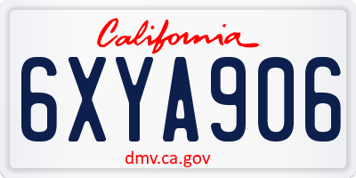 CA license plate 6XYA906