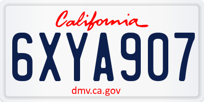 CA license plate 6XYA907