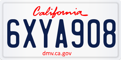 CA license plate 6XYA908
