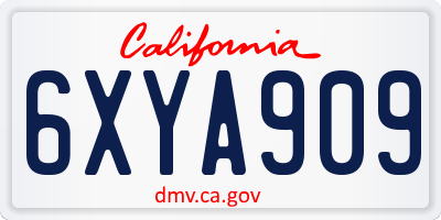CA license plate 6XYA909