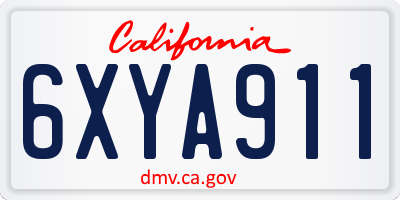 CA license plate 6XYA911