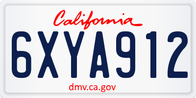 CA license plate 6XYA912