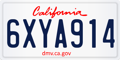 CA license plate 6XYA914