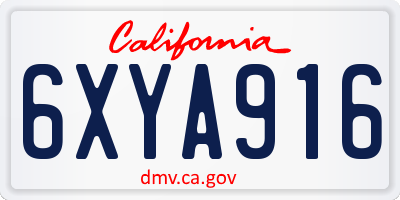 CA license plate 6XYA916