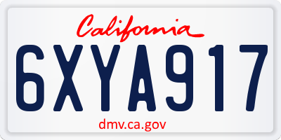 CA license plate 6XYA917