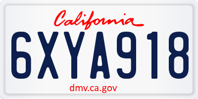 CA license plate 6XYA918