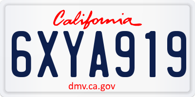 CA license plate 6XYA919