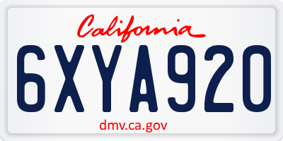 CA license plate 6XYA920