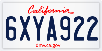 CA license plate 6XYA922