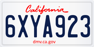 CA license plate 6XYA923