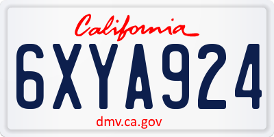 CA license plate 6XYA924