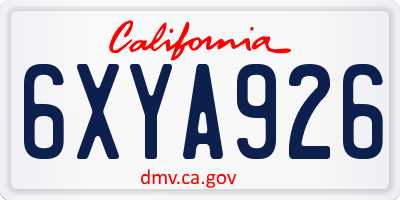 CA license plate 6XYA926