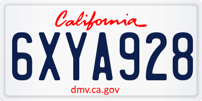 CA license plate 6XYA928
