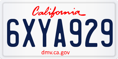 CA license plate 6XYA929