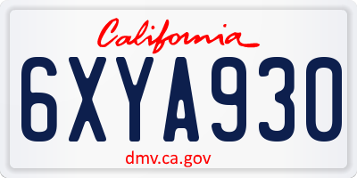 CA license plate 6XYA930