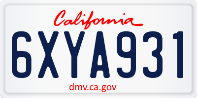 CA license plate 6XYA931