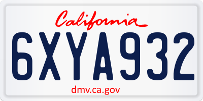 CA license plate 6XYA932