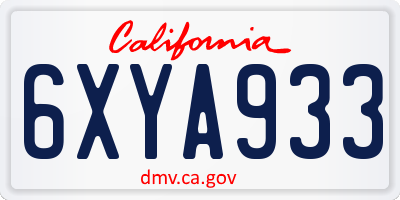 CA license plate 6XYA933