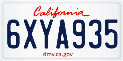 CA license plate 6XYA935