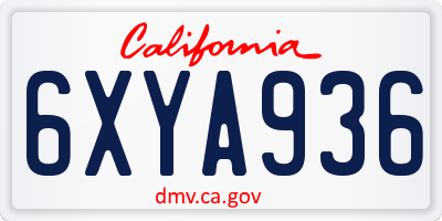 CA license plate 6XYA936