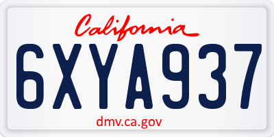 CA license plate 6XYA937