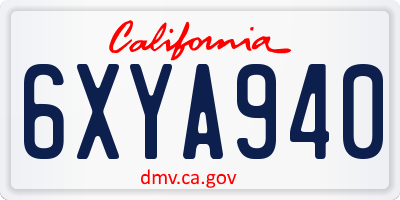 CA license plate 6XYA940