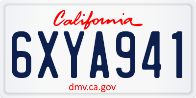 CA license plate 6XYA941