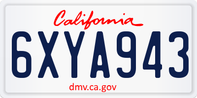 CA license plate 6XYA943