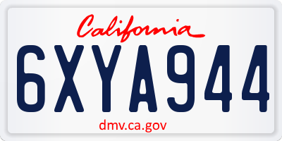 CA license plate 6XYA944