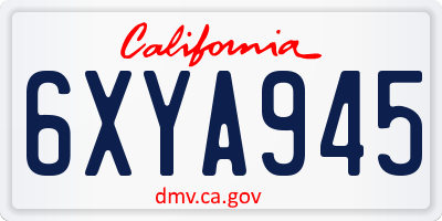 CA license plate 6XYA945