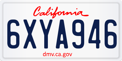 CA license plate 6XYA946