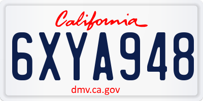 CA license plate 6XYA948