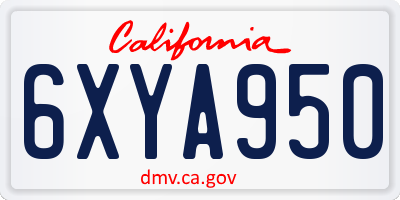 CA license plate 6XYA950