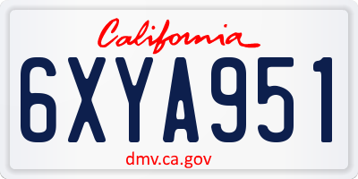 CA license plate 6XYA951