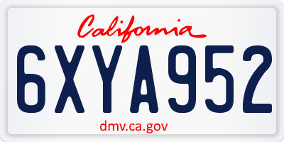 CA license plate 6XYA952