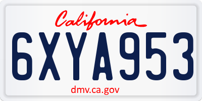 CA license plate 6XYA953
