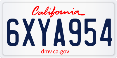 CA license plate 6XYA954
