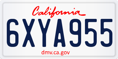 CA license plate 6XYA955