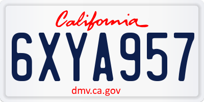 CA license plate 6XYA957