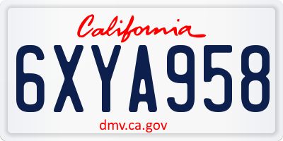 CA license plate 6XYA958