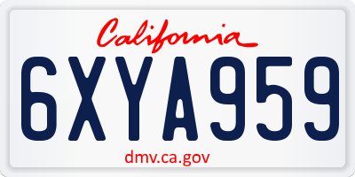 CA license plate 6XYA959